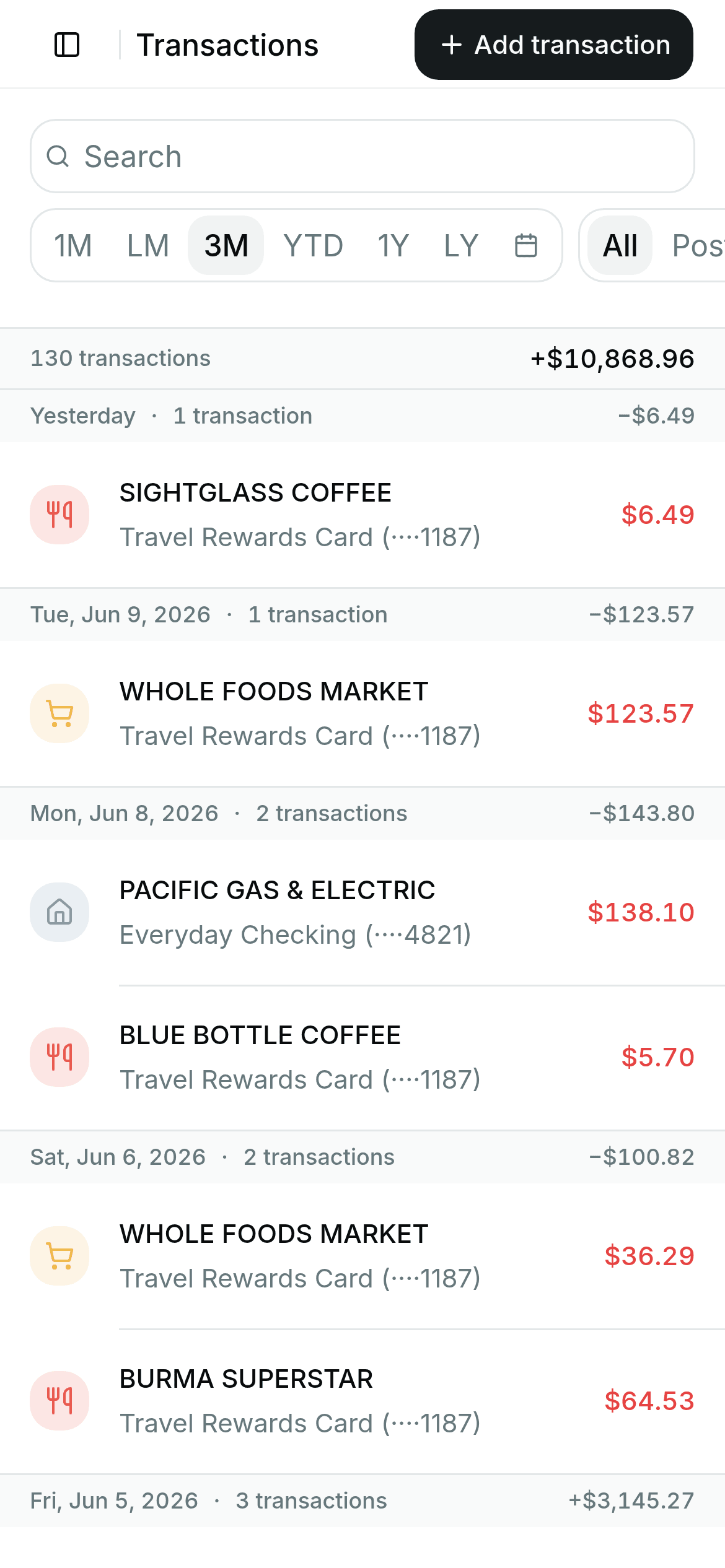 Stoke Money transactions list on a phone